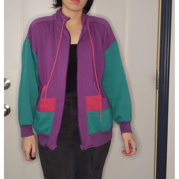 80s/90s Colorblock Zip Up Sweatshirt‎ - Picture 1 of 4